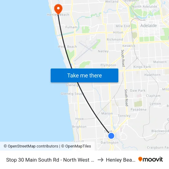Stop 30 Main South Rd - North West side to Henley Beach map