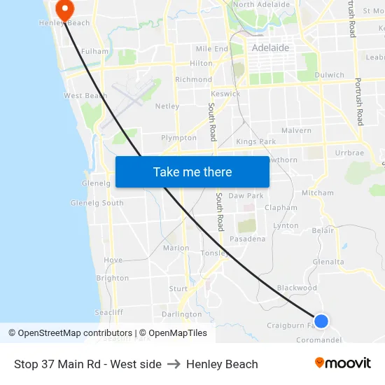 Stop 37 Main Rd - West side to Henley Beach map