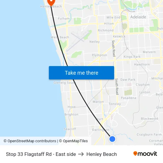 Stop 33 Flagstaff Rd - East side to Henley Beach map