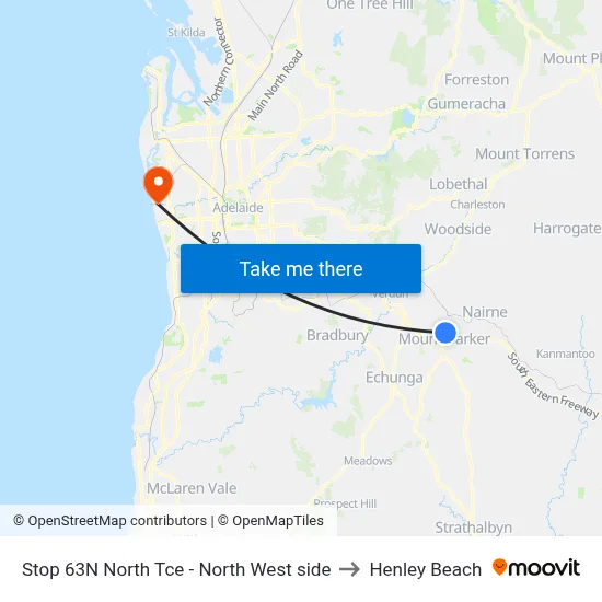 Stop 63N North Tce - North West side to Henley Beach map