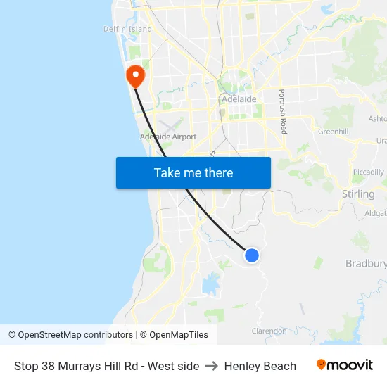Stop 38 Murrays Hill Rd - West side to Henley Beach map