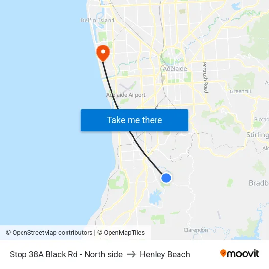 Stop 38A Black Rd - North side to Henley Beach map
