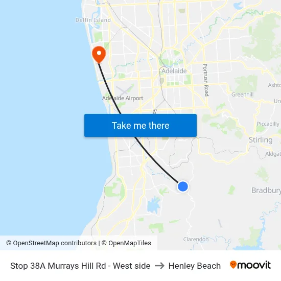 Stop 38A Murrays Hill Rd - West side to Henley Beach map