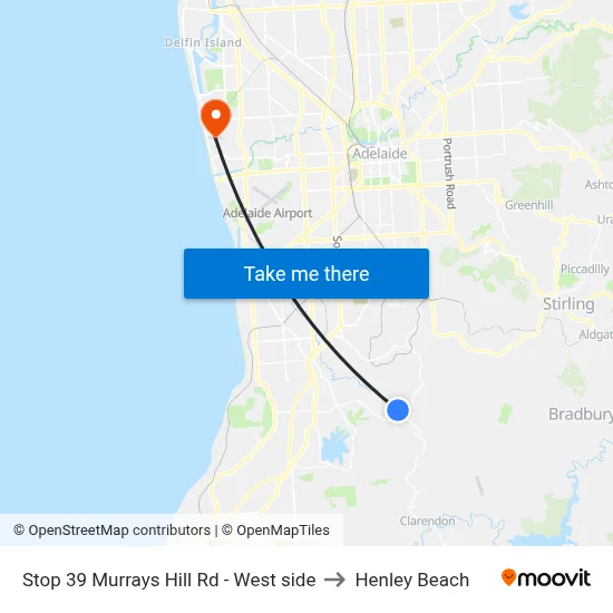 Stop 39 Murrays Hill Rd - West side to Henley Beach map