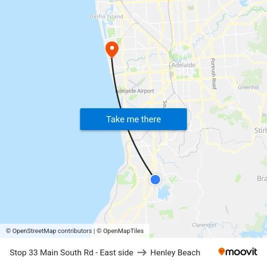 Stop 33 Main South Rd - East side to Henley Beach map