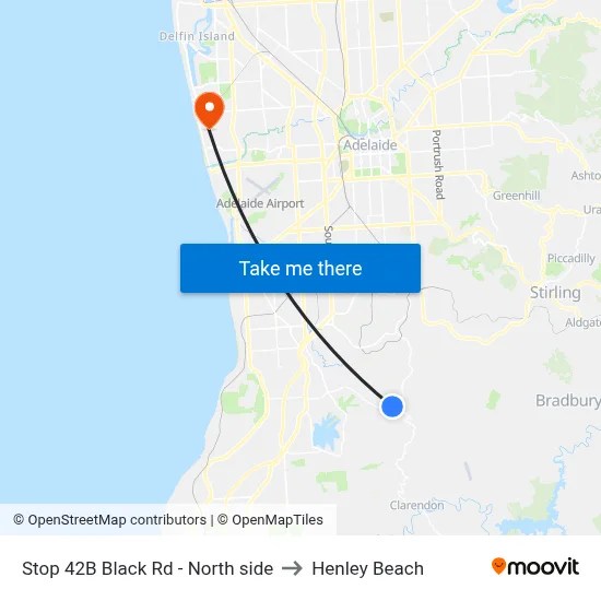 Stop 42B Black Rd - North side to Henley Beach map