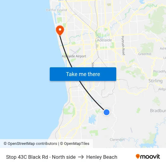 Stop 43C Black Rd - North side to Henley Beach map