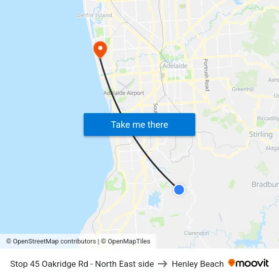 Stop 45 Oakridge Rd - North East side to Henley Beach map