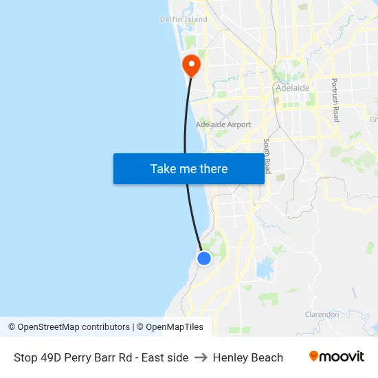 Stop 49D Perry Barr Rd - East side to Henley Beach map