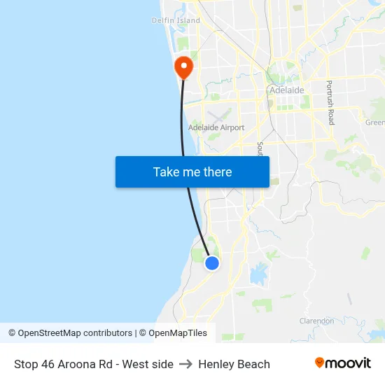 Stop 46 Aroona Rd - West side to Henley Beach map