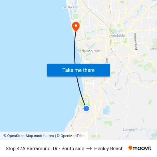 Stop 47A Barramundi Dr - South side to Henley Beach map