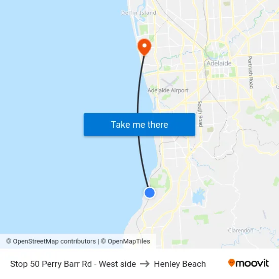 Stop 50 Perry Barr Rd - West side to Henley Beach map
