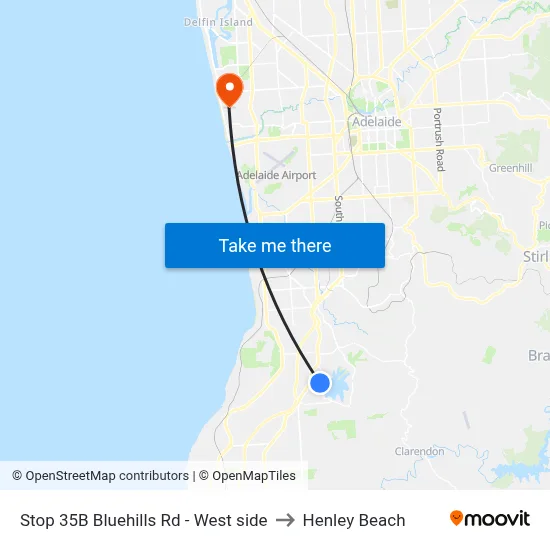 Stop 35B Bluehills Rd - West side to Henley Beach map