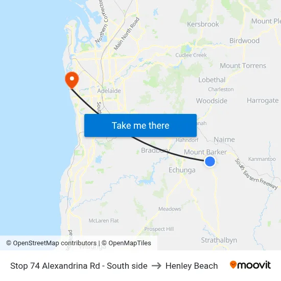 Stop 74 Alexandrina Rd - South side to Henley Beach map