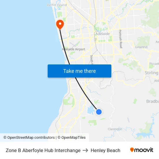 Zone B Aberfoyle Hub Interchange to Henley Beach map
