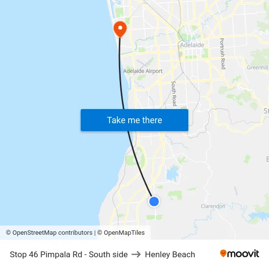 Stop 46 Pimpala Rd - South side to Henley Beach map