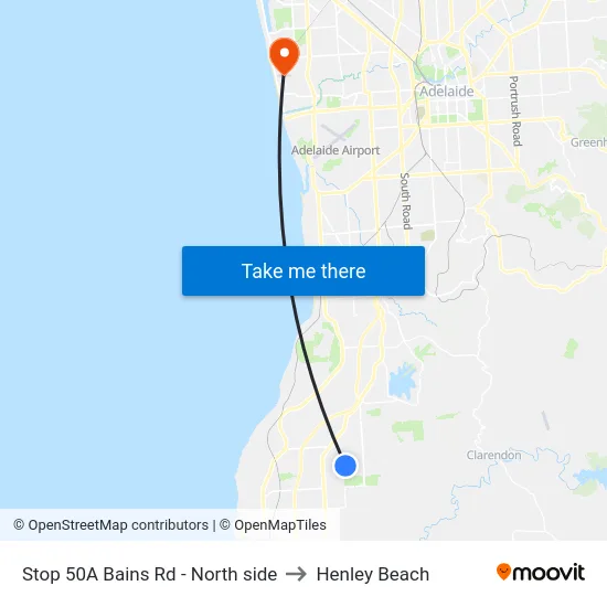 Stop 50A Bains Rd - North side to Henley Beach map