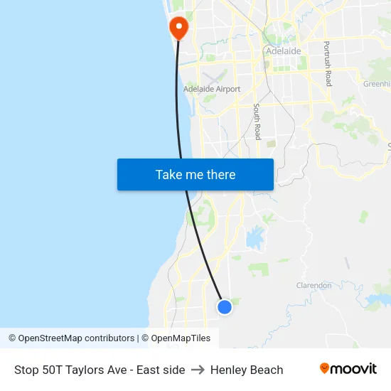 Stop 50T Taylors Ave - East side to Henley Beach map