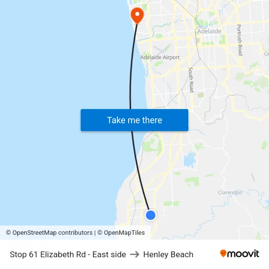 Stop 61 Elizabeth Rd - East side to Henley Beach map