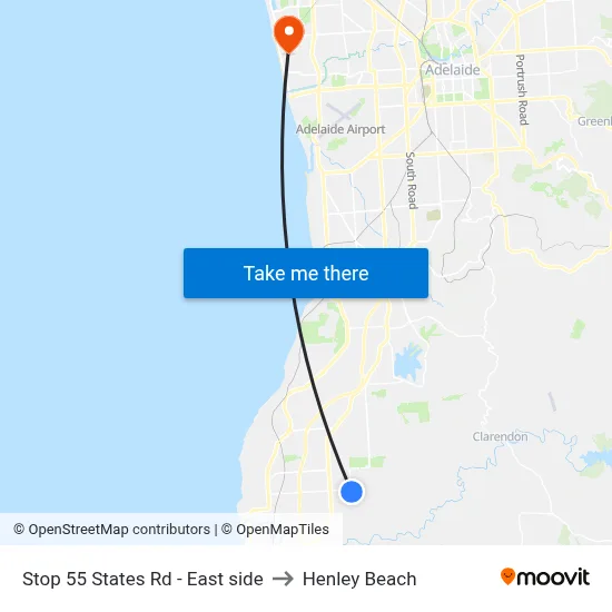 Stop 55 States Rd - East side to Henley Beach map