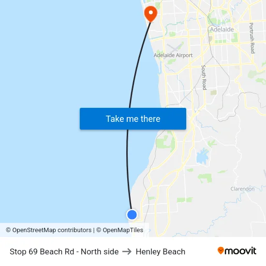 Stop 69 Beach Rd - North side to Henley Beach map
