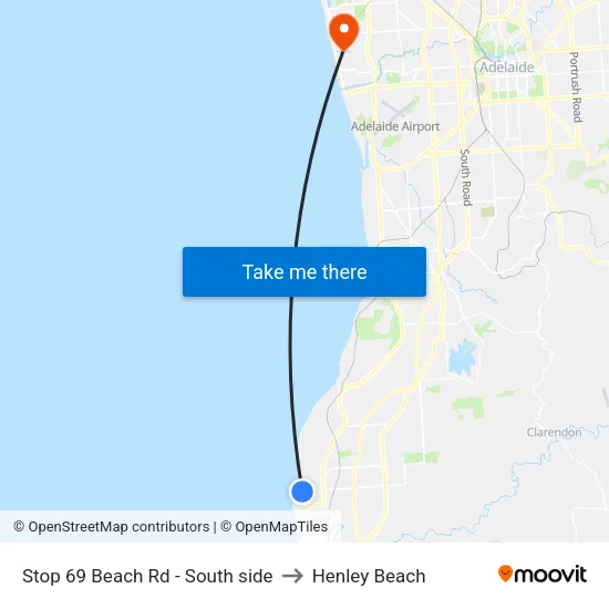 Stop 69 Beach Rd - South side to Henley Beach map
