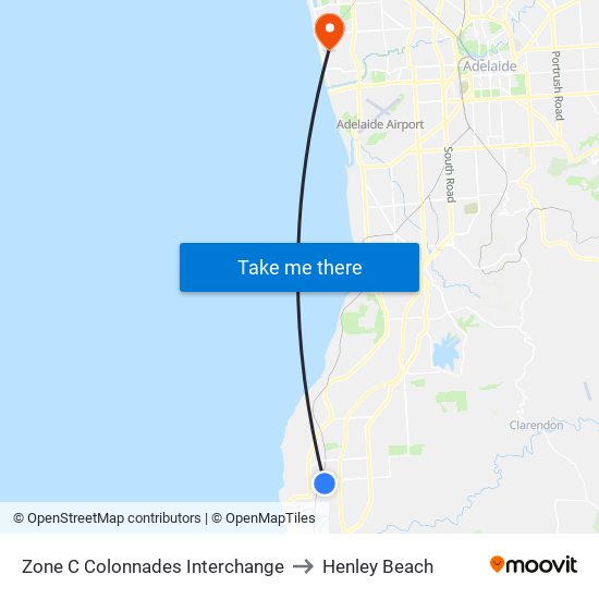 Zone C Colonnades Interchange to Henley Beach map