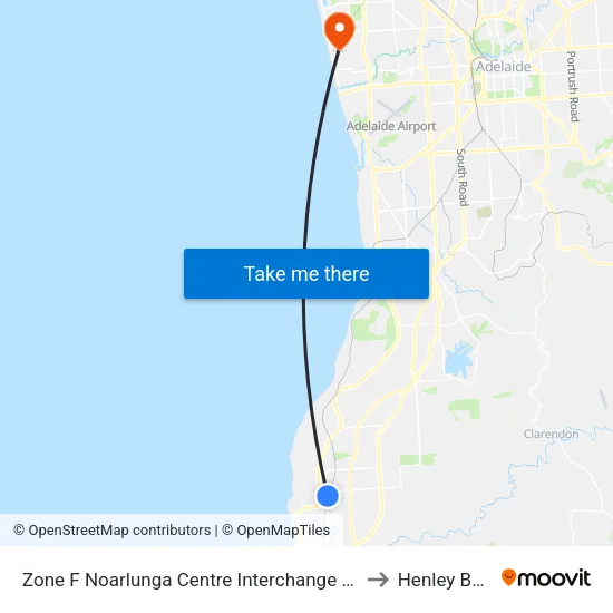 Zone F Noarlunga Centre Interchange - East side to Henley Beach map