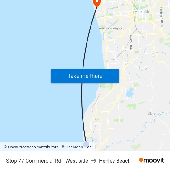 Stop 77 Commercial Rd - West side to Henley Beach map