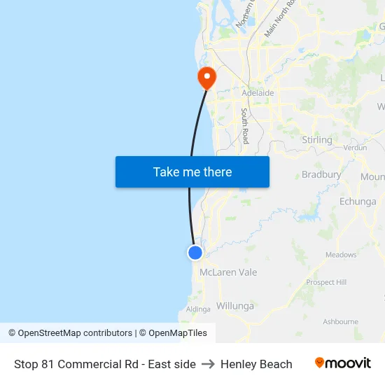 Stop 81 Commercial Rd - East side to Henley Beach map