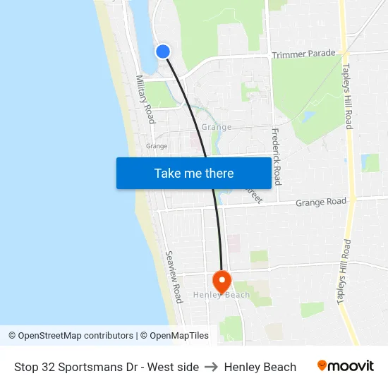 Stop 32 Sportsmans Dr - West side to Henley Beach map