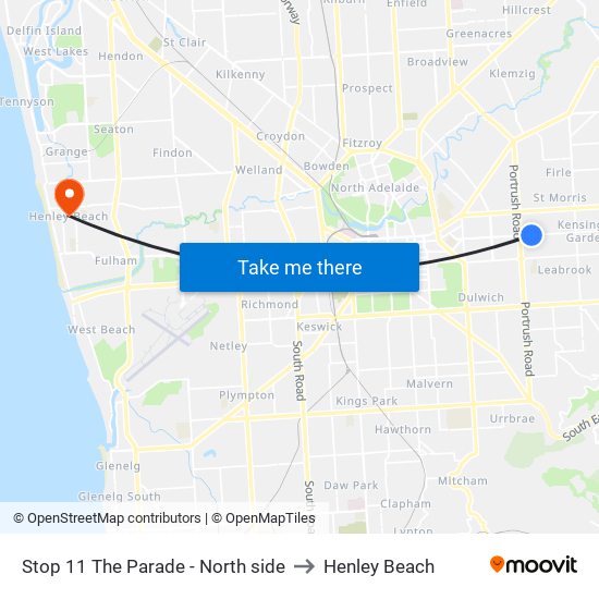 Stop 11 The Parade - North side to Henley Beach map