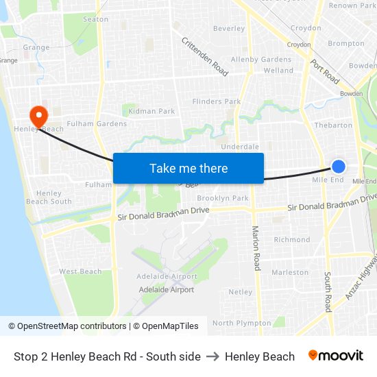 Stop 2 Henley Beach Rd - South side to Henley Beach map