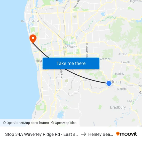 Stop 34A Waverley Ridge Rd - East side to Henley Beach map