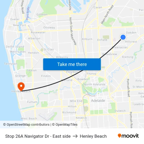 Stop 26A Navigator Dr - East side to Henley Beach map
