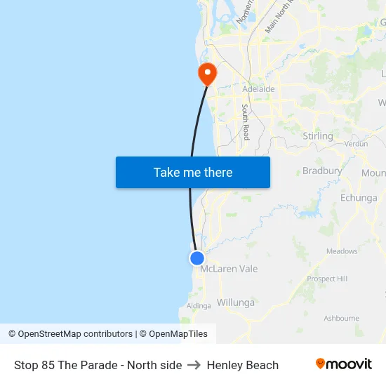 Stop 85 The Parade - North side to Henley Beach map