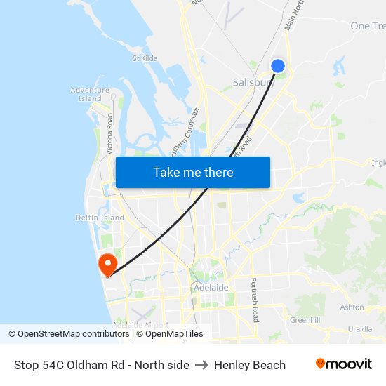 Stop 54C Oldham Rd - North side to Henley Beach map