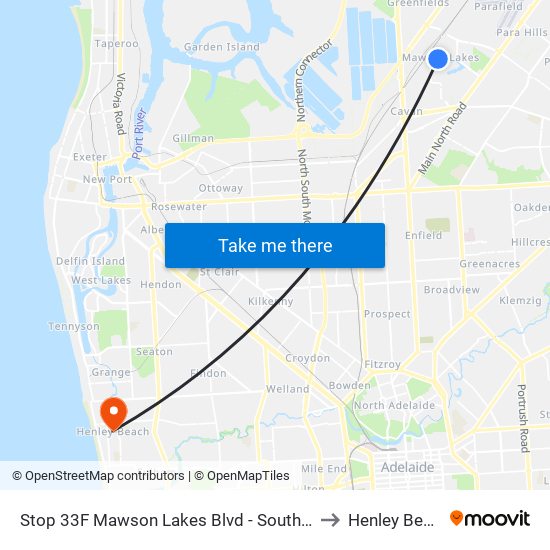 Stop 33F Mawson Lakes Blvd - South side to Henley Beach map