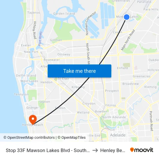 Stop 33F Mawson Lakes Blvd - South side to Henley Beach map
