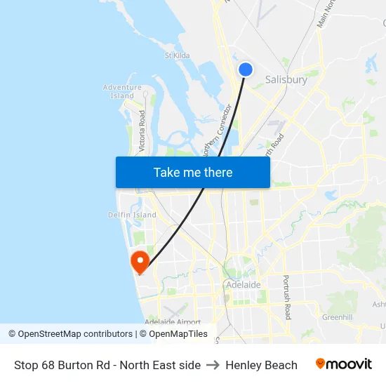 Stop 68 Burton Rd - North East side to Henley Beach map