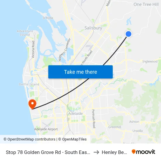 Stop 78 Golden Grove Rd - South East side to Henley Beach map