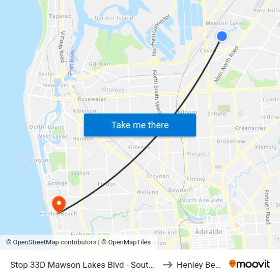 Stop 33D Mawson Lakes Blvd - South side to Henley Beach map