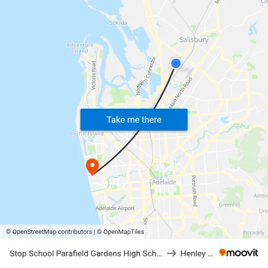 Stop School Parafield Gardens High School Shepherdson Rd to Henley Beach map