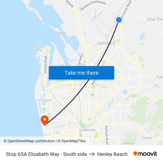 Stop 65A Elizabeth Way - South side to Henley Beach map