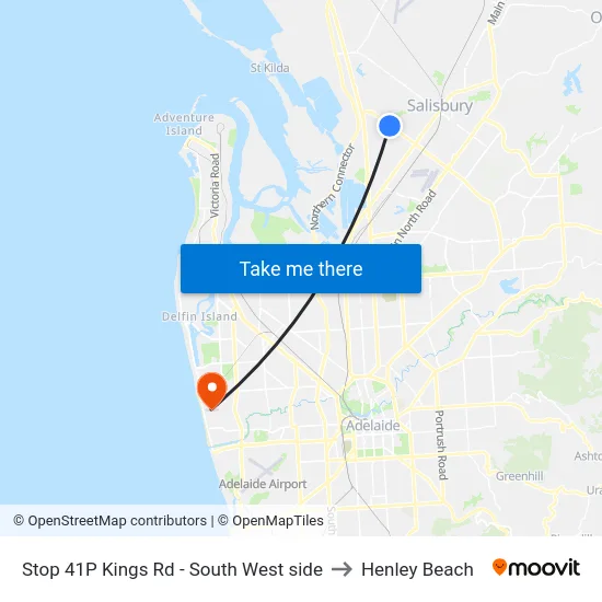 Stop 41P Kings Rd - South West side to Henley Beach map