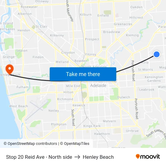 Stop 20 Reid Ave - North side to Henley Beach map