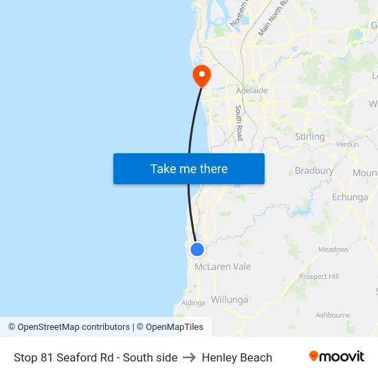 Stop 81 Seaford Rd - South side to Henley Beach map