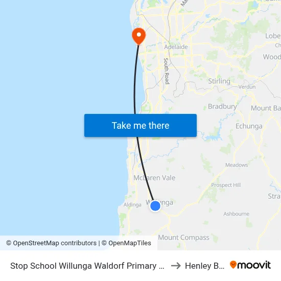 Stop School Willunga Waldorf Primary School Jay Dr to Henley Beach map