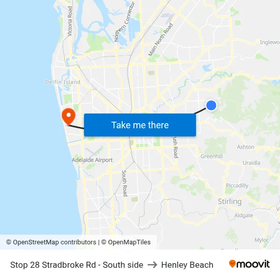 Stop 28 Stradbroke Rd - South side to Henley Beach map