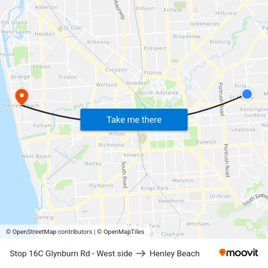 Stop 16C Glynburn Rd - West side to Henley Beach map